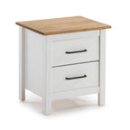 Table de chevet 2 tiroirs en pin massif blanc Miranda