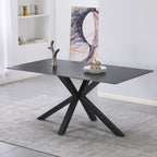 Tisch HUNTER, schwarze Keramikplatte, goldfarbene Details und schwarze Beine