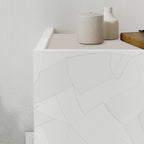 Comodino sospeso con cassetto e luci integrate 40 cm bianco e cashmere Onda