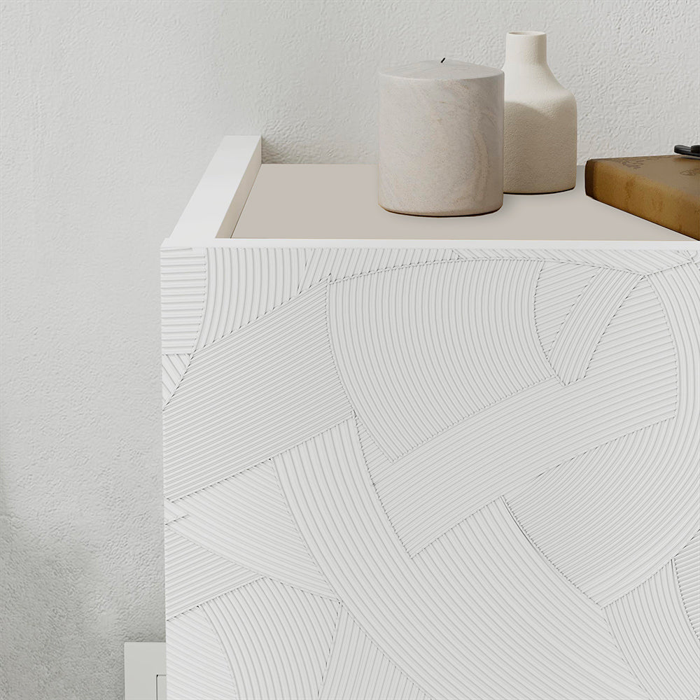 Comodino sospeso con cassetto e luci integrate 40 cm bianco e cashmere Onda
