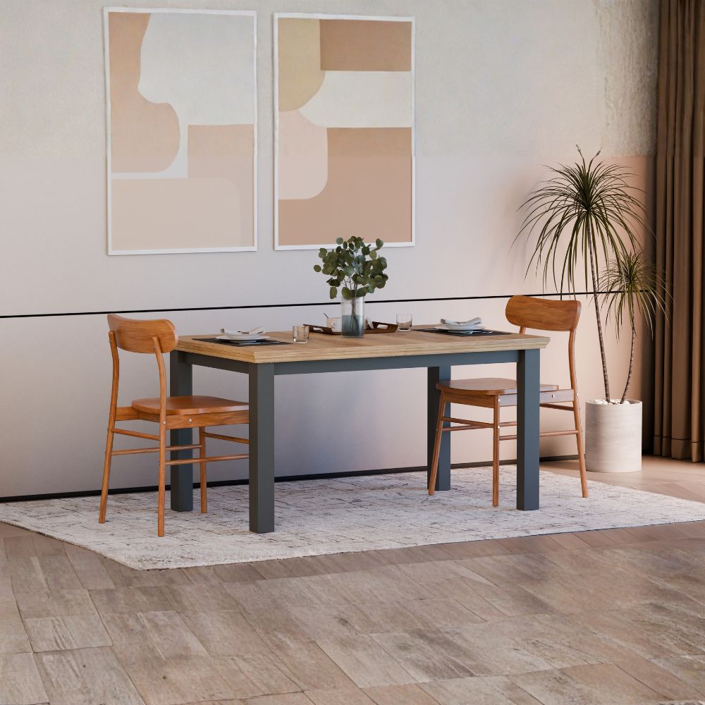 Tavolo allungabile 150/200 cm colore grigio scuro e rovere Essenza