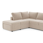 Divano letto angolare reversibile con bracciolo contenitore colore sabbia 248 cm - Kotty