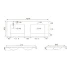 Lavabo da appoggio 20331 doppia vasca ceramica bianco 121.5x47x18H