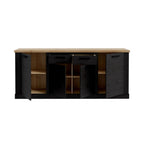 Madia 4 ante e 2 cassetti 213 cm nero cabezone con top rovere riviera Flux