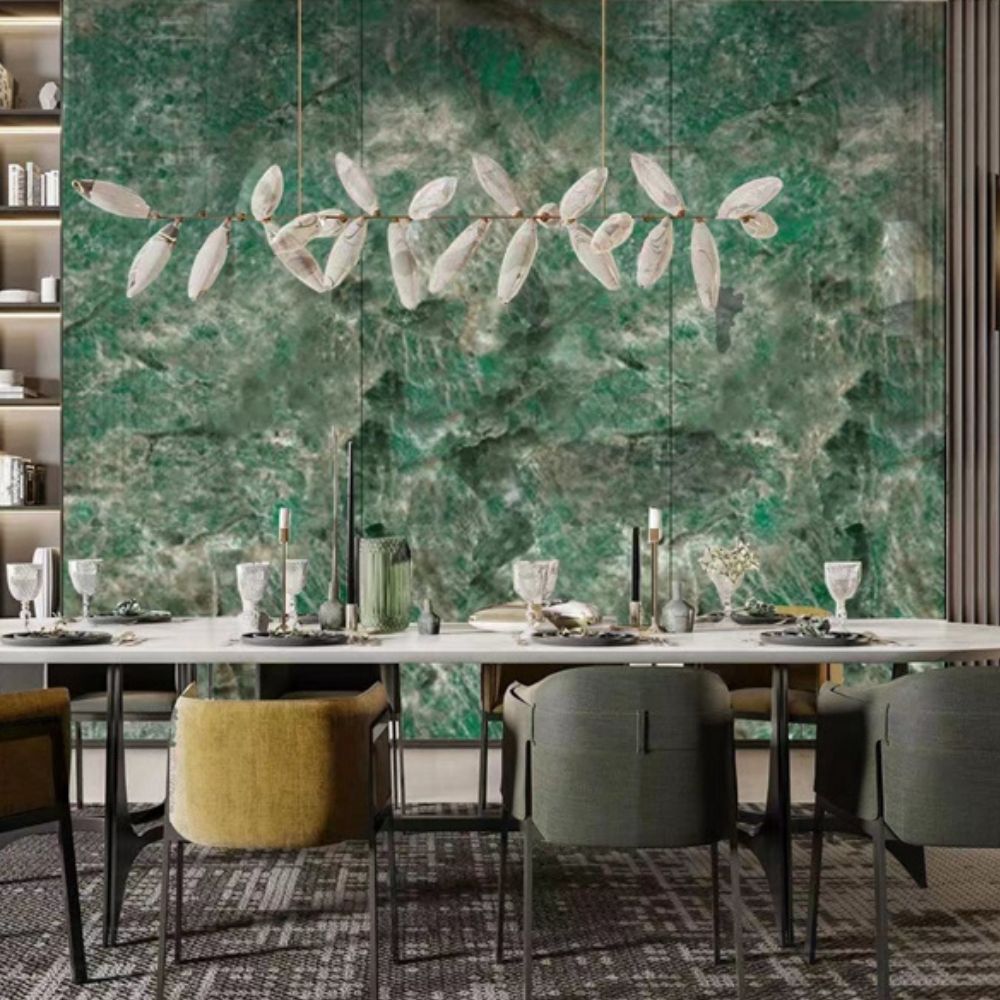 Pannello decorativo effetto marmo verde lucido 122x300 PANGH168