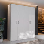 Armoire 4 portes 1 tiroir coloris blanc 177.5x54x210.5H Arcadia