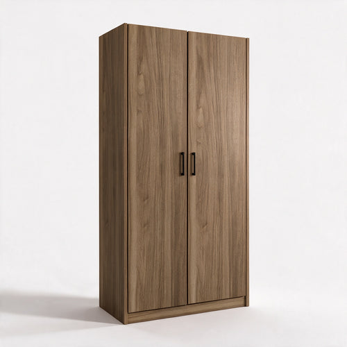 Kleiderschrank mit zwei Türen, naturfarbenes Nussbaumholz, 91x52x210H cm - ARM290