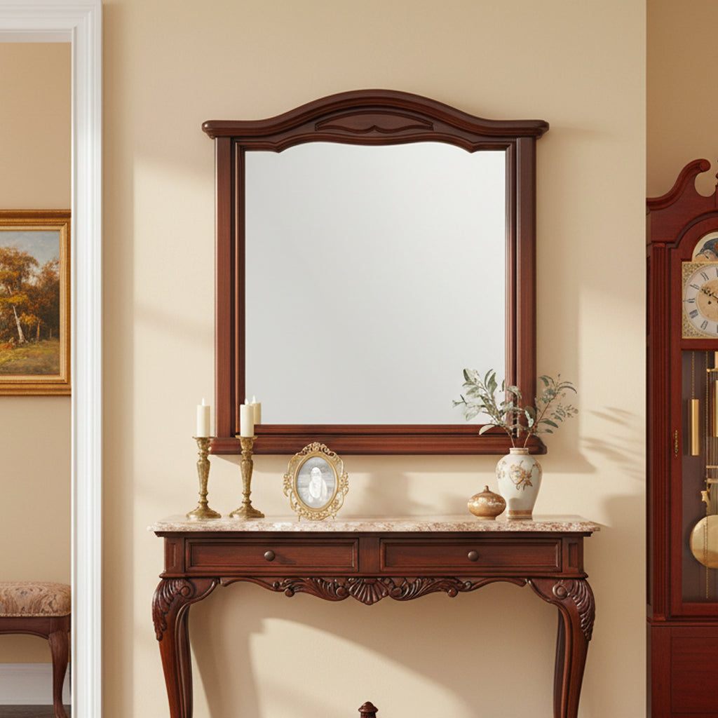 Specchiera classica 86x95 cm con cornice sagomata colore noce Cloe