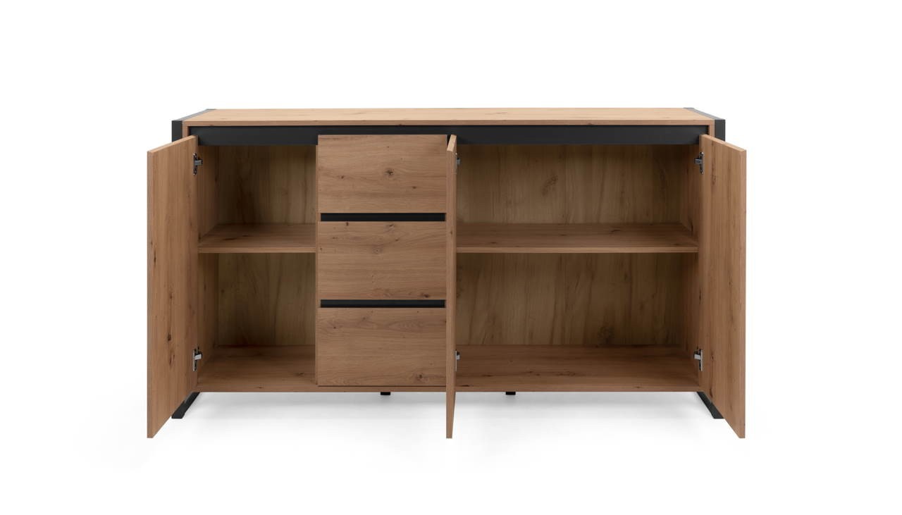 Madia 160 cm con ante e cassetti colore quercia e antracite - Denver 3