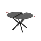 Tavolo rotondo allungabile nero ardesia con gambe nere in metallo 110x110x76H Diano