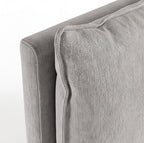 Letto matrimoniale con contenitore in tessuto grigio chiaro Vogue