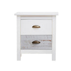 Comodino in legno massiccio colore bianco e grigio 46x35x49,5H cm - Romantica