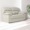 Canapé 2 places avec pieds carrés revêtu de tissu couleur beige - Alenda