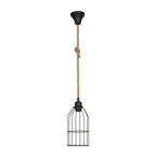 Lampada a sospensione in metallo nero e corda Halat ASZ0549
