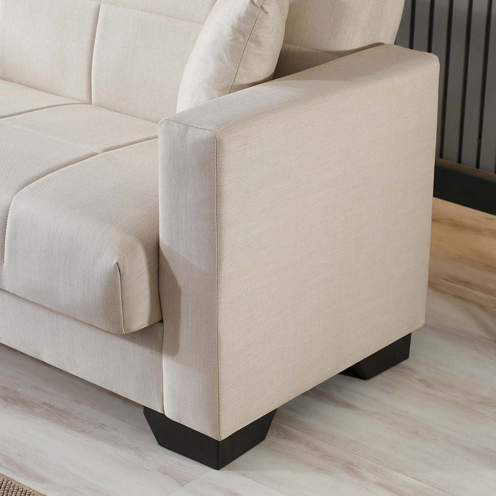 Divano letto con contenitore colore crema 213x81x83H Moon
