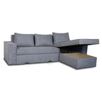 Divano con penisola contenitore reversibile colore grigio cenere - Olymp