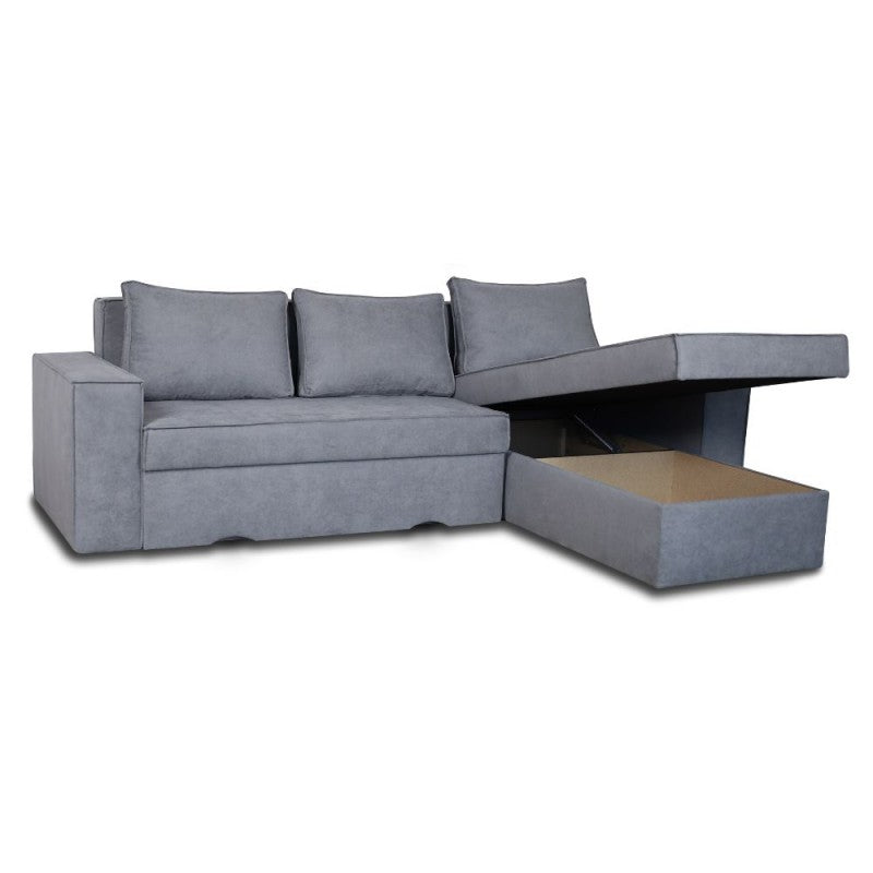 Divano con penisola contenitore reversibile colore grigio cenere - Olymp