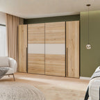 Armadio 2 ante scorrevoli e 2 battenti rovere e cashmere 270x61x210 Callia