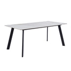 Tavolo rettangolare 180x90 in ceramica effetto marmo bianco lucido e oro con gambe in metallo nero Imperial