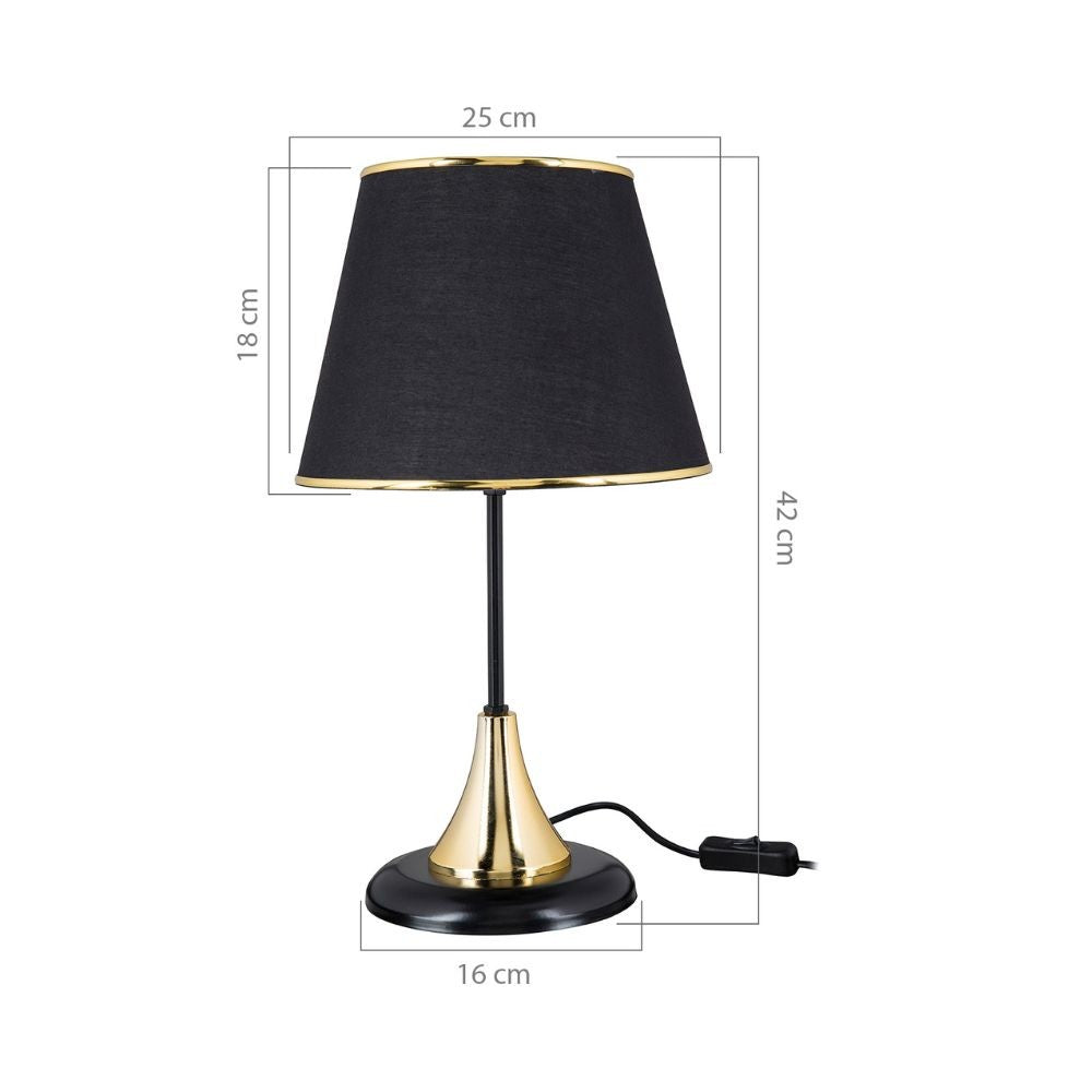 Lampada da tavolo Aden in metallo e paralume tessuto colore nero