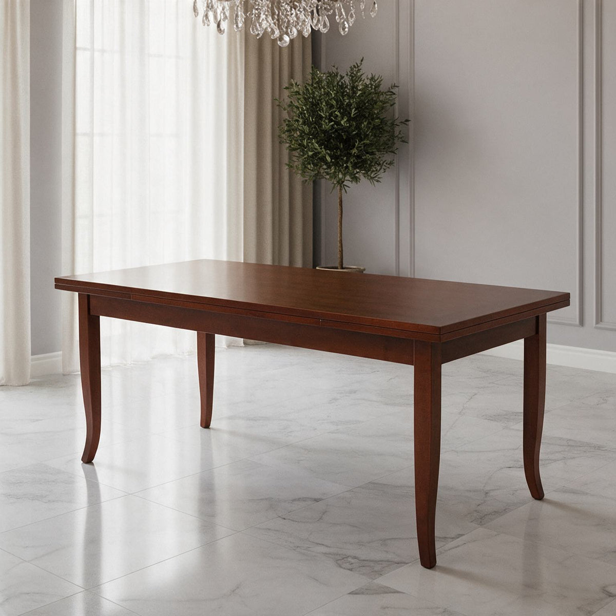 Tavolo rettangolare allungabile 140x80 cm in legno massello colore noce - Verona