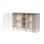 Credenza 2 ante design geometrico e vani a giorno cashmere e rovere Mirage08