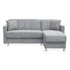 Divano letto con penisola contenitore reversibile tessuto grigio 200x134x80H Oasis