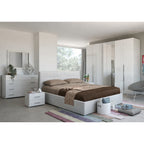 Schlafzimmer komplett in Weiß Hochglanz lackiert - Nerano