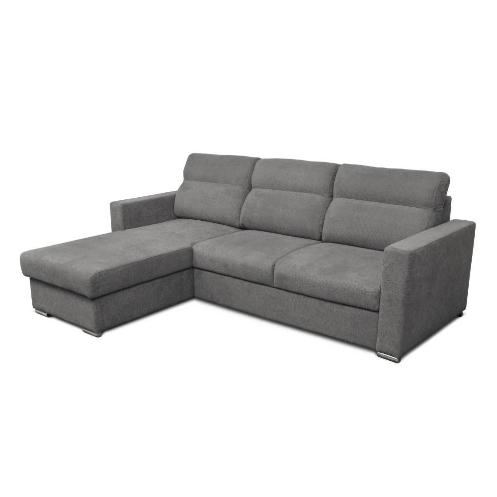 Divano angolare con penisola reversibile e letto estraibile colore grigio - Kendall