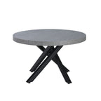Tavolo rotondo allungabile con piano colore cemento e gambe nere 120x75H cm - Mooni