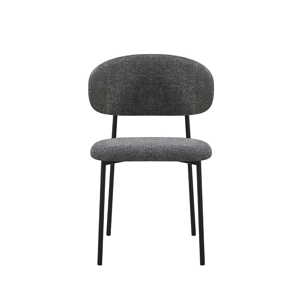 Set 4 sedie in tessuto effetto teddy grigio con gambe in metallo nero Judit