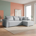 Divano angolare grigio scuro con letto Easy Open, contenitore e penisola reversibile Emily