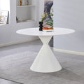 Tavolo rotondo Ø120 cm in ceramica effetto marmo bianco con base conica in metallo Taini