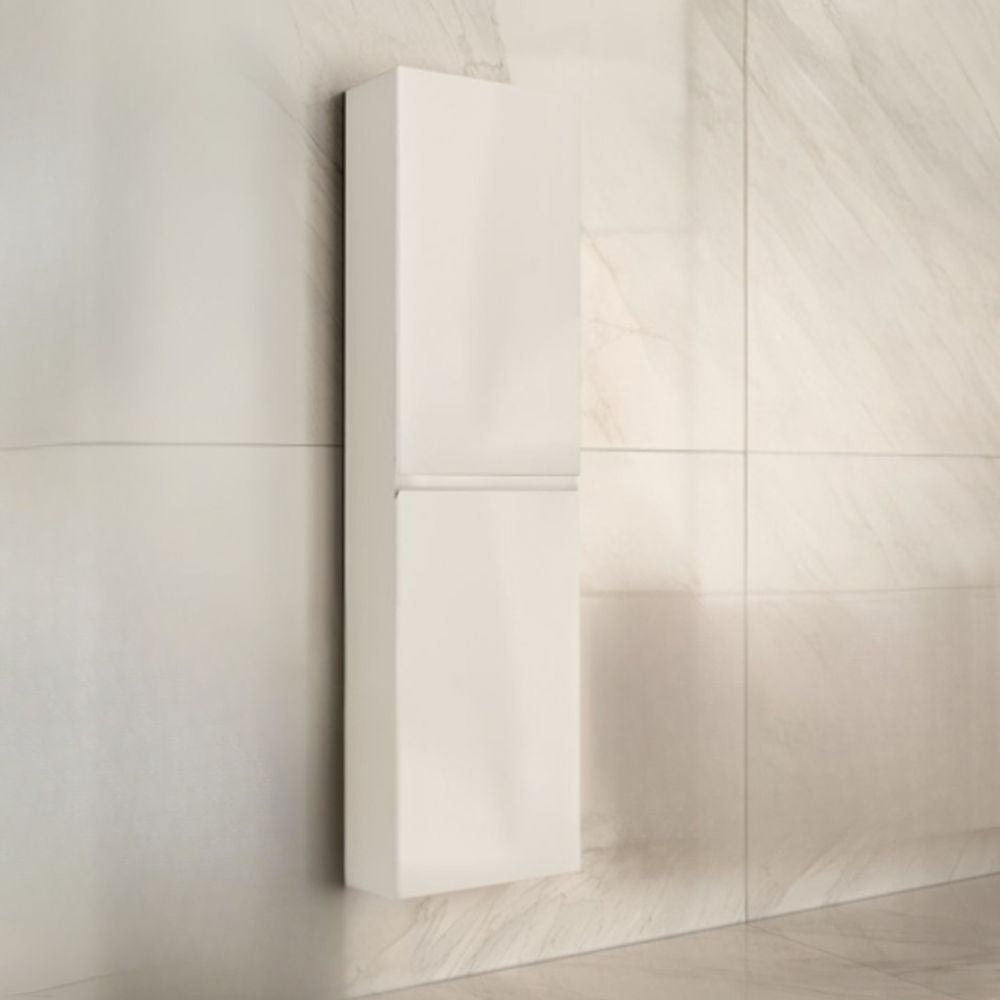 Colonne de salle de bain suspendue avec 2 portes laquée blanche 35x31x150H cm - Moider