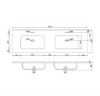 Lavabo consolle da appoggio 141x46 cm in ceramica bianco lucido LAV9140DS