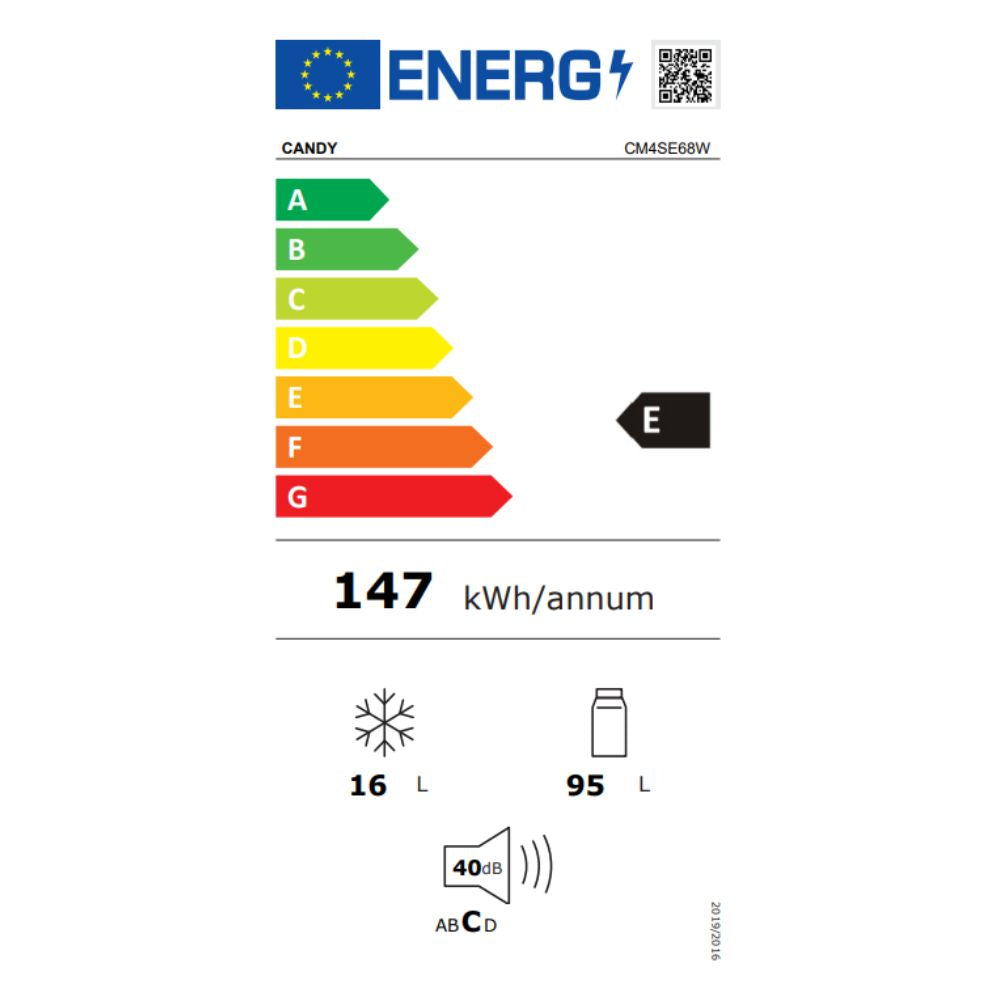 Réfrigérateur sous plan encastrable monoporte statique classe E 96 L - Candy CM4SE68W