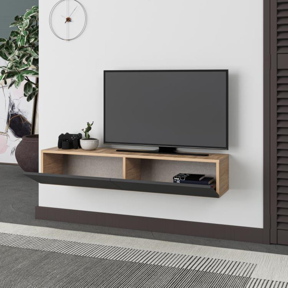 Mobile porta Tv sospeso ante a ribalta colore rovere antracite Francy