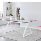 Tavolo da pranzo 150×90 cm in vetro temperato con gambe a cavalletto bianche Skylar