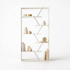 Libreria in legno 84x157h cm con struttura in metallo e ripiani colore bianco - Tars