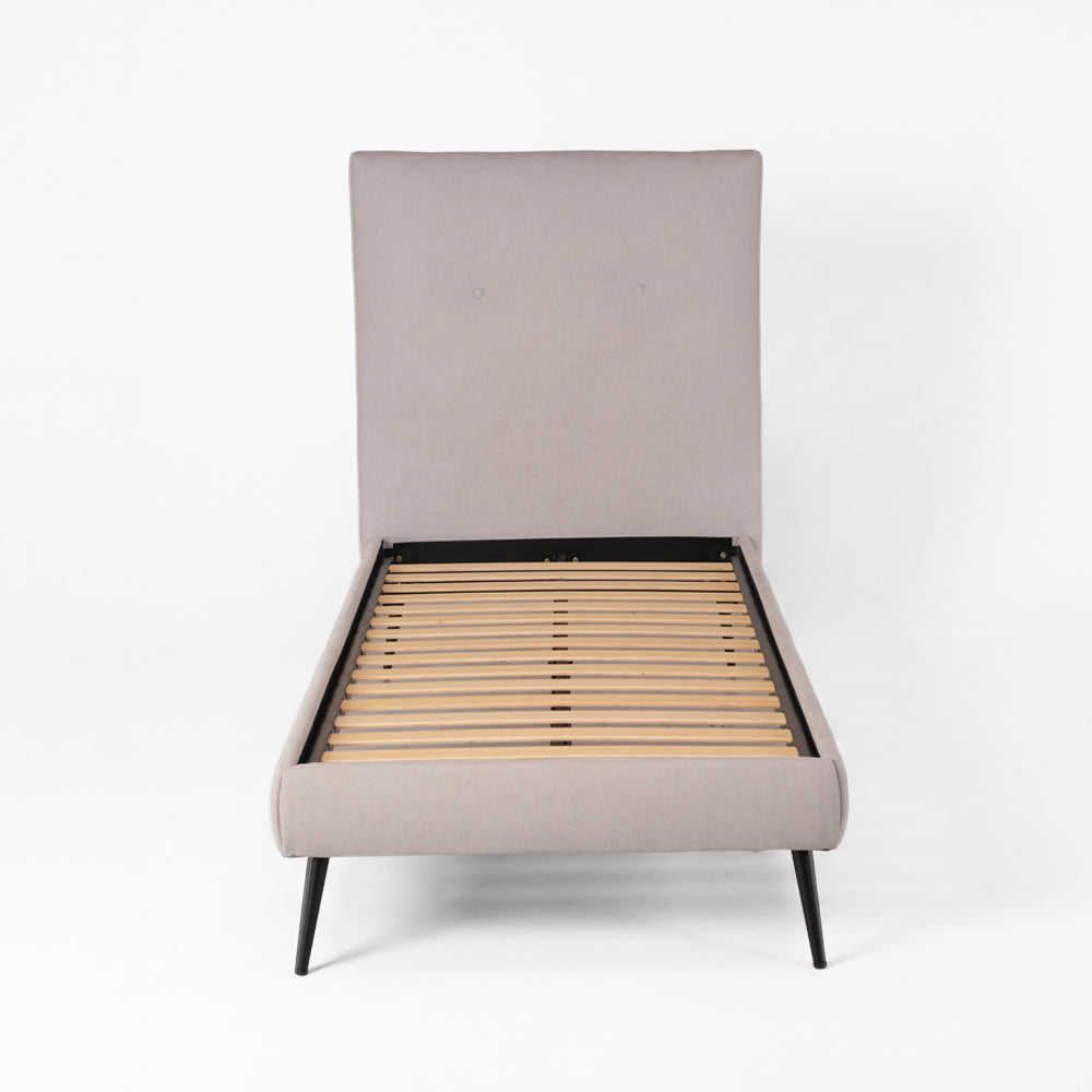 Letto singolo con rete inclusa in tessuto colore grigio chiaro Stiletto