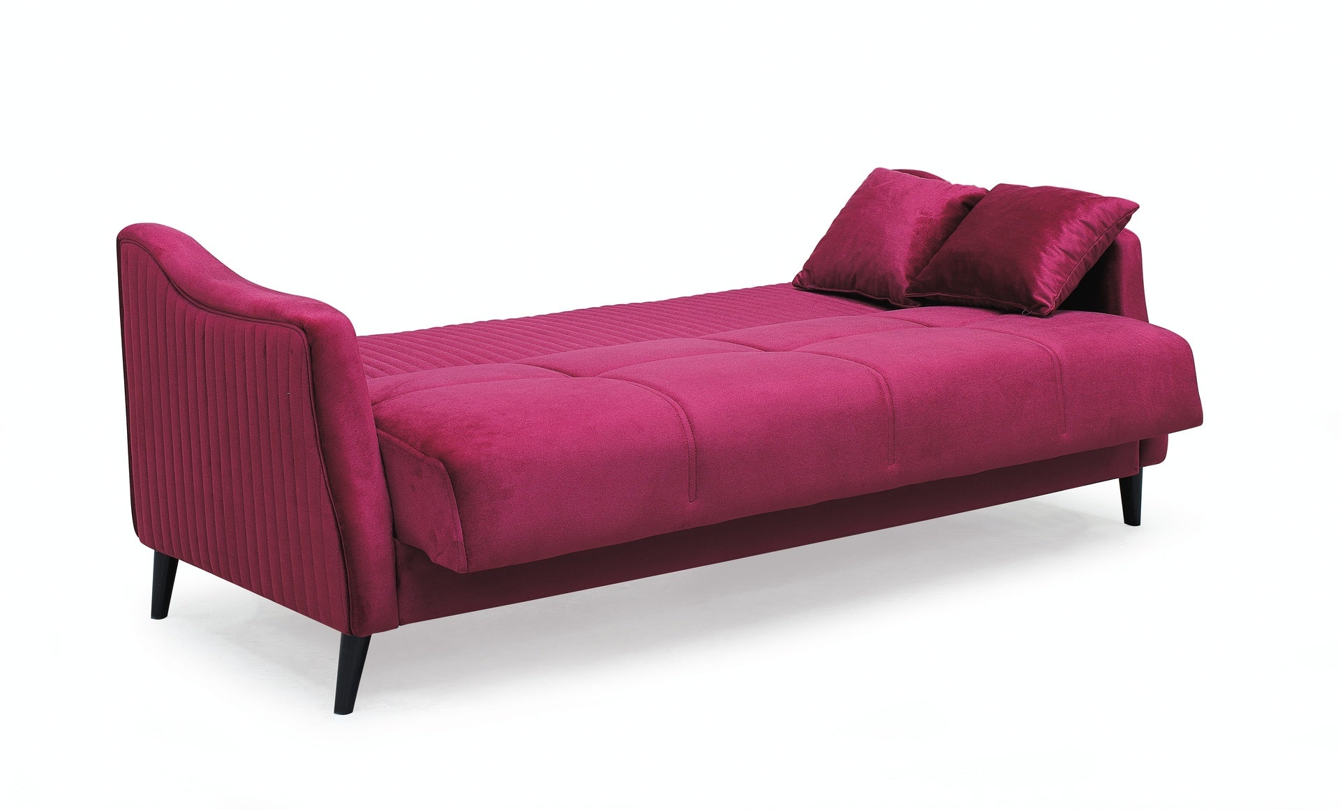 Canapé 3 places convertible et coffre de rangement en tissu bordeaux - Montana