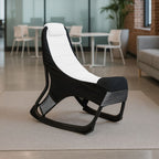 Sedia poltrona gaming in tessuto con base curva colore bianco e nero - Kordi
