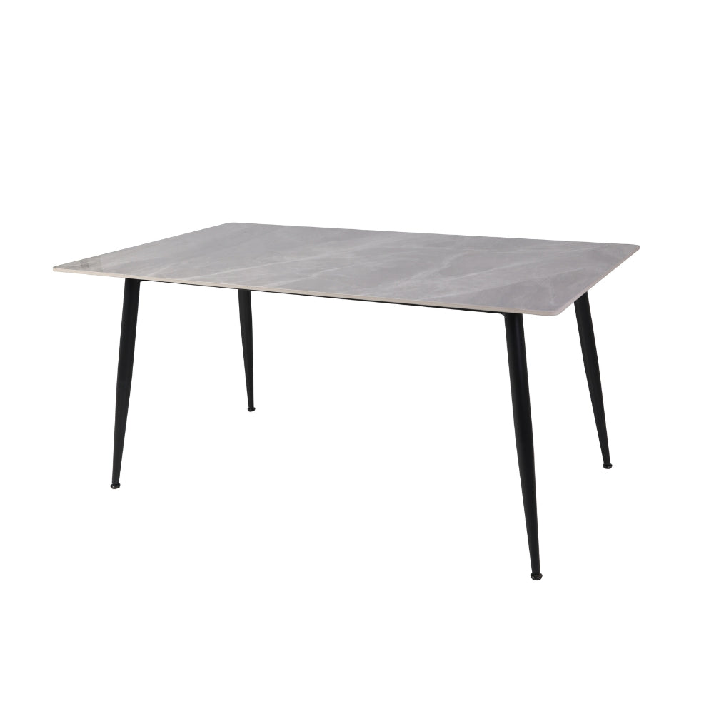 Tavolo con piano in ceramica effetto marmo grigio lucido 160x90 cm - Mila