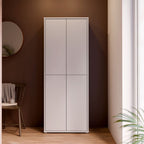 Armoire multi-usage 4 portes 74.5x35x192 coloris gris clair Medea