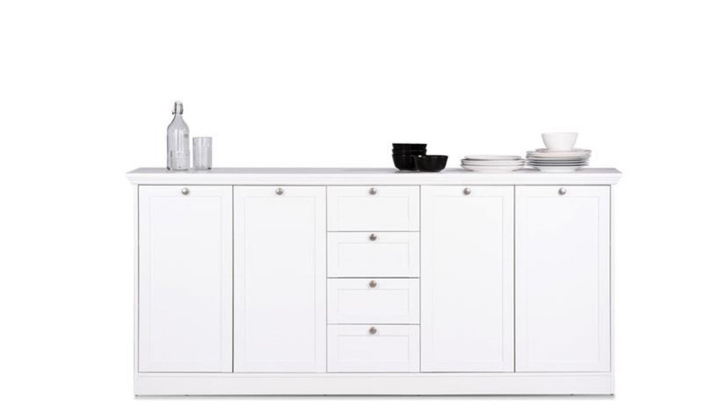 Credenza 200x90h cm con cassetti e ripiani colore bianco opaco - Landwood 52