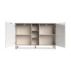 Credenza 2 ante design geometrico e vani a giorno cashmere e rovere Mirage08