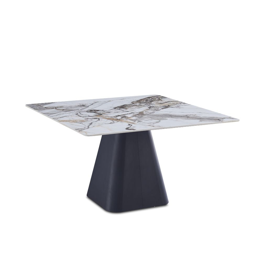 Tavolo quadrato in ceramica marmo arabesque con base di design a cono rovesciato Cesar