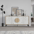 Madia 4 ante colore bianco effetto marmo carrara e rovere 180x35,6x82 Gora180