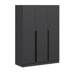 Armadio 3 ante battenti effetto cannettato antracite 135x52x210H Kale