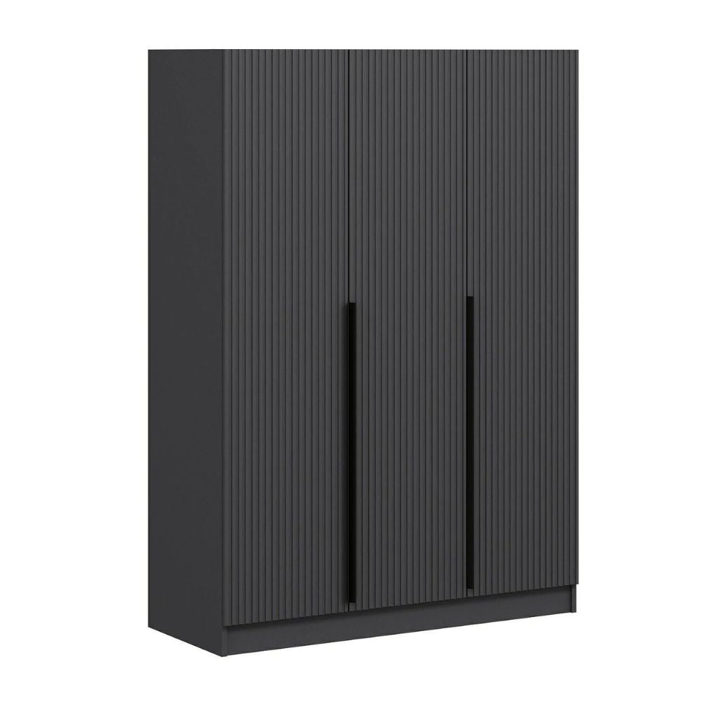Armadio 3 ante battenti effetto cannettato antracite 135x52x210H Kale